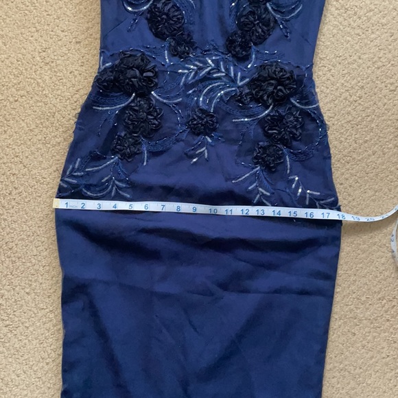 Marchesa Notte Navy MIDI dress *flaws* - Picture 12 of 14